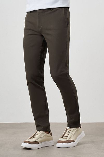 Morven Men's Khaki Cotton Side Pocket Slim Fit Chino Trousers
