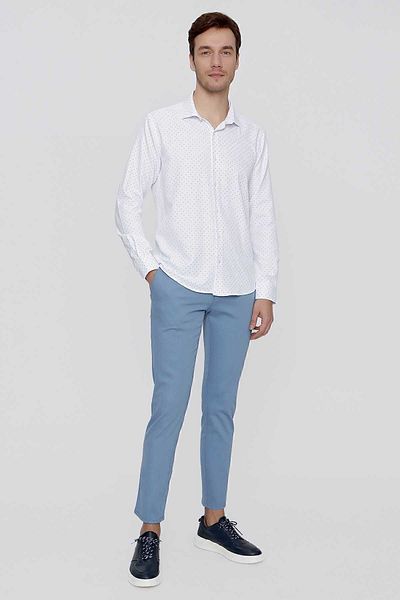 Morven Men's Blue Piefti Cotton Side Pocket Sport Cut Slim Fit Slim Fit Trousers