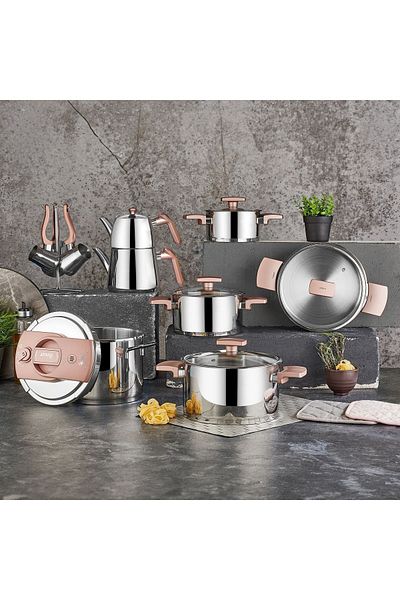 Amboss Enio Honeycomb Induction Base 18 Pieces Stainless Steel Pot Dowry Set