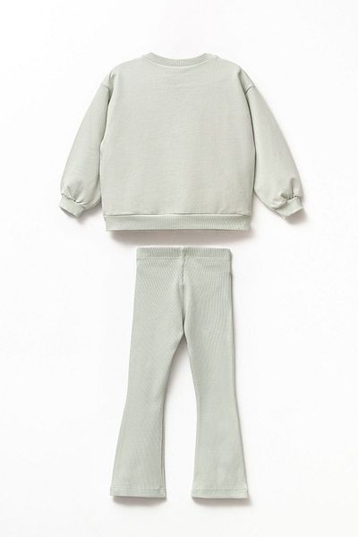 Minipodyum Girl's Cotton Long Sleeve Sweatshirt and Spanish Leg Leggings Set