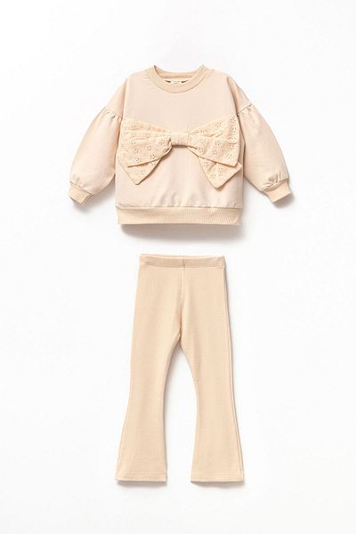 Minipodyum Girl's Cotton Long Sleeve Sweatshirt and Spanish Leg Leggings Set
