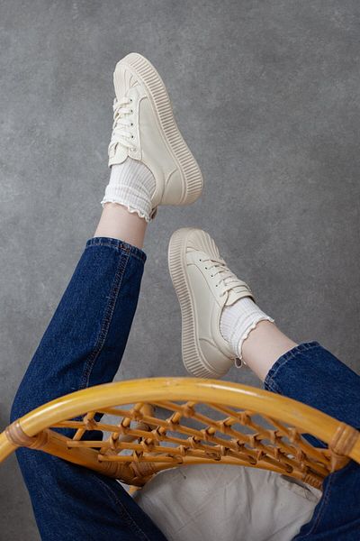 Adım Adım Tenis de damă bej - cu talpă groasă