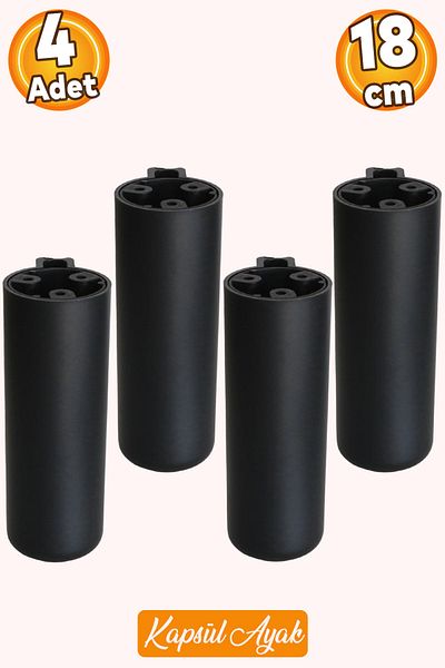 Badem10 Capsula Bohemian (PREMIUM) Negru 18 Cm Mobilier Canapea Fotoliu Baza Inalta Picior Picioare 4 Buc
