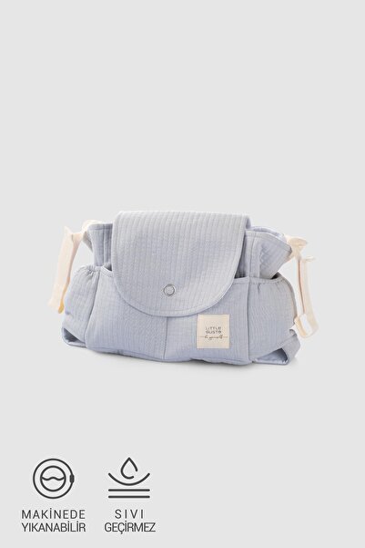 Little Gusto Sıvı Geçirmez Bebek Arabası Organizer Çantası Kapitone Gri Desenli