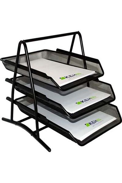Mas A4 Document Rack Metal Triple Perforated Set of 3 (Pencil Holder, Attache) Cube Block