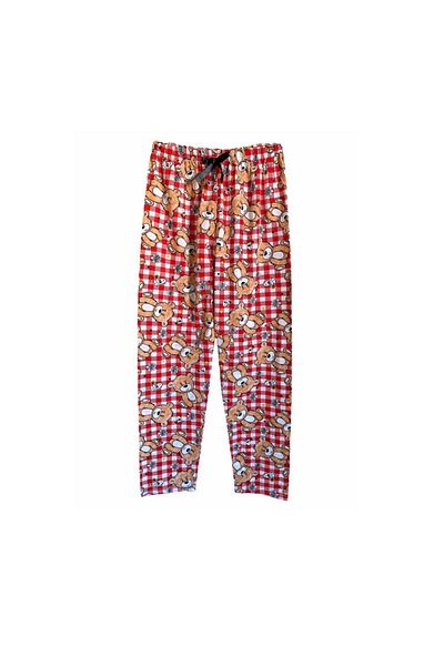 UygunHep Red Patterned Women's Cotton Comfortable Pajama Bottoms