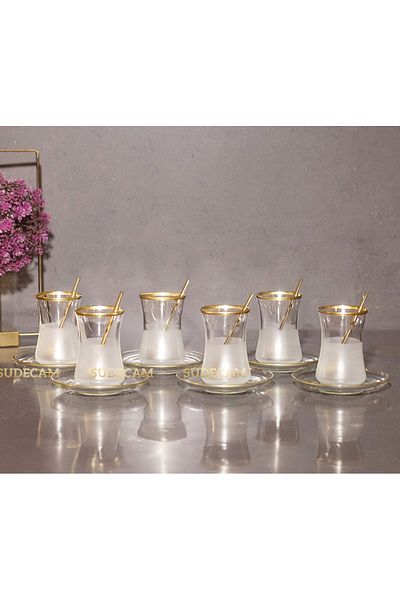 sudeka Niche Gold Tea Set for 6 People - 12 Pieces