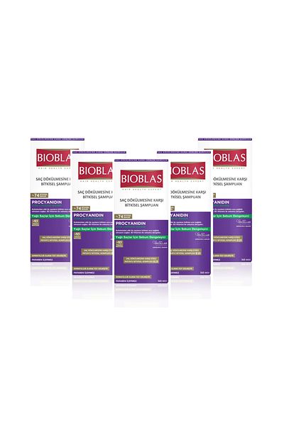 Bioblas Procyanidine Herbal Shampoo Against Falling for Oily Hair 360 ml 5 Pieces