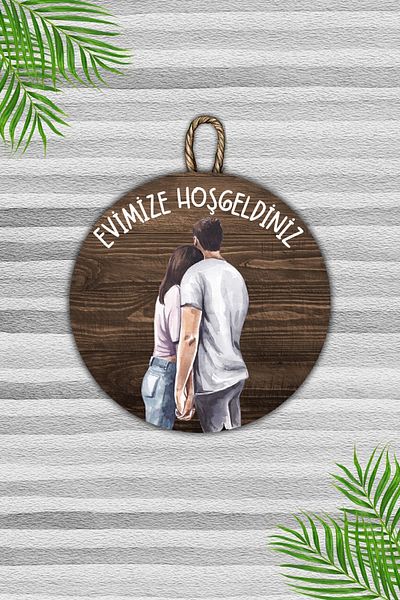 Dormot Home Modern Wooden Door Ornament - Welcome to Our Couple Home, White Floor - Outdoor Door Water