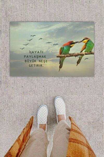 Dormot Home Defnada Цифровий друк Тропічний птах Сірий килимок - K-1222