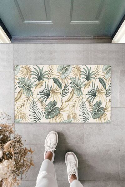 Dormot Home Covoraș de ușă cu frunze digitale multifuncțional, maro deschis