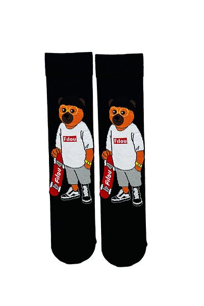 CARNAVAL SOCKS Черни чорапи Filov с шарка на плюшено мече