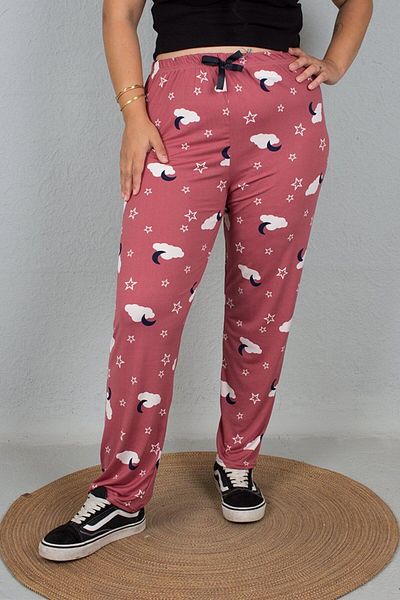 Truva XXL Patterned Large Size Cotton Viscose Pajama Bottoms