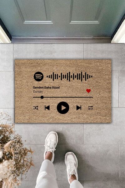 Dormot Home Kendin Tasarla Kişiye Özel Spotify Şarkı Barkodlu Kapı Önü Paspası