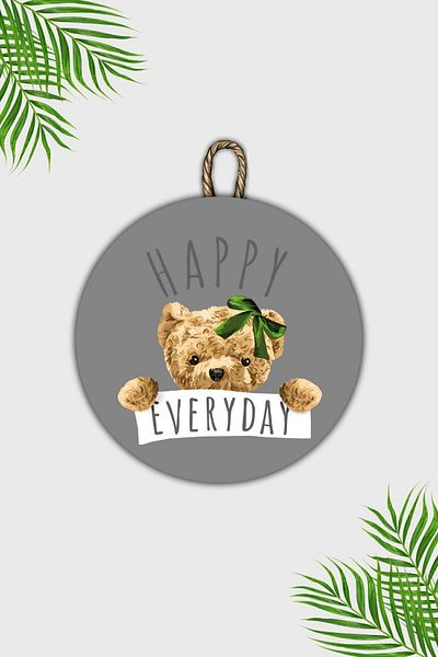 Dormot Home Modern Wooden Door with Gray Background - Happy Everyday and Outdoor Door Ornament