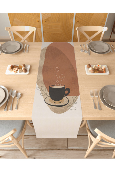 GREENDECOR Runner pentru ceașcă de cafea cu model boem - Digital cu imprimeu ...