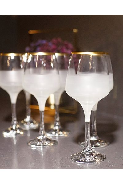 sudeka 6 Piece Niche Gold Glass Goblet and Soft Drink Glass Set