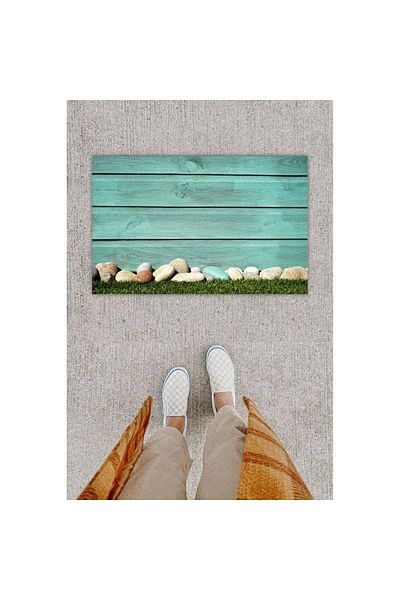 Dormot Home Digital Printing Decorative Wooden Wall Blue Doormat