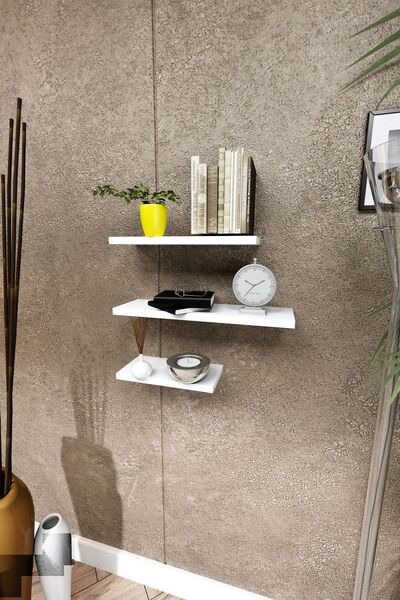 Dormot Home Modern Beyaz 3'lü Set Çok Amaçlı Salon Duvar Rafı