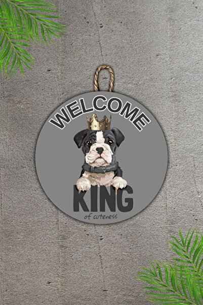 Dormot Home Ornament de ușă de perete Bulldog gri modern - Detaliu din lemn ș...