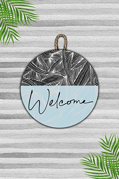 Dormot Home معلقة باب عصرية - أزرق فاتح وأسود، طباعة خشبية رقمية - معلقة باب ...