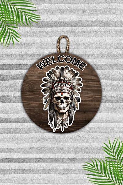 Dormot Home Ornament modern pentru uși din lemn - Craniu cu piele roșie, orna...