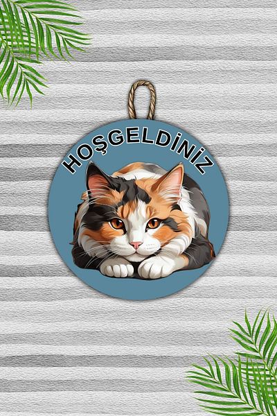 Dormot Home Modern Blue Floor Cat Wall Door Ornament - Outdoor Door Ornament