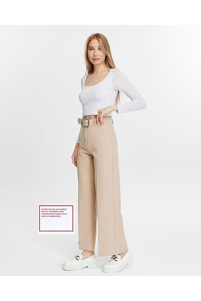 HANIMCA GİYİM High Waist Belted Seasonal Women's Palazzo Trousers