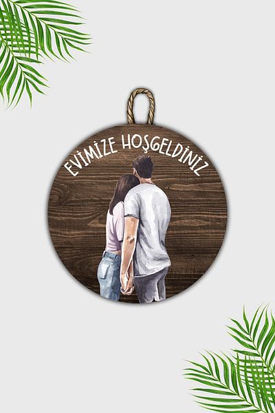 Dormot Home Modern Wooden Door Ornament - Welcome to Our Couple Home, White Floor - Outdoor Door Water