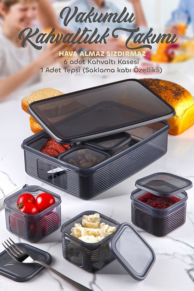 Kitchen Life 7 Piece Vacuum Lid Leakproof Breakfast Set