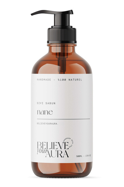 Believe Your Aura صابون سائل طبيعي لليدين والبشرة بزيت النعناع - فيتامين E وا...