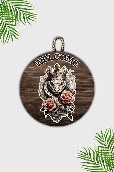 Dormot Home Modern Wooden Door Ornament - Rose and Snake Pattern, Outdoor Door