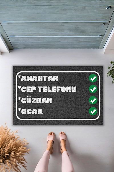 Dormot Home Black Digital Printed Mat - for Reminder and Door