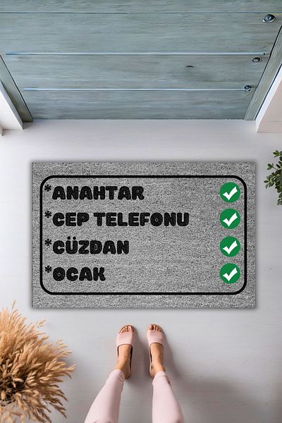 Dormot Home Modern Gray Digital Printed Mat - Reminder Mat - Door Mat