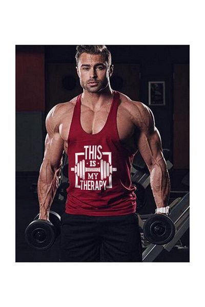 Ghedto My Therapy Fitness Gym Tank Top Athlete's Tank Top [burgundy]