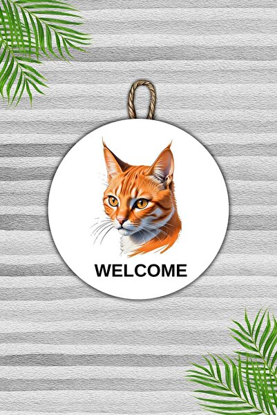 Dormot Home Ornament modern pentru ușă din lemn cu model de pisică și pisică ...