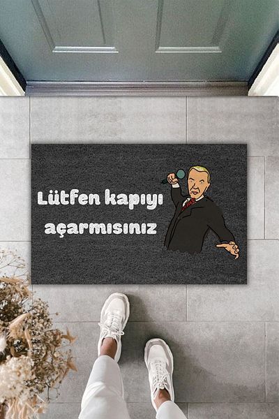 Dormot Home Black Modern Digital Printed Door Mat - Please Open the Door Door Mat