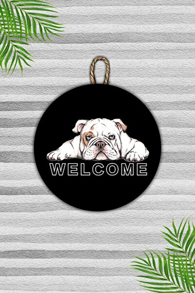 Dormot Home Ornament modern pentru ușă din lemn negru - model de câine alb, u...