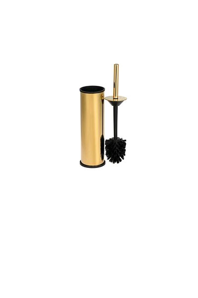 Bahat Gold Colored Metal Bowl Toilet Wc Toilet Brush Set