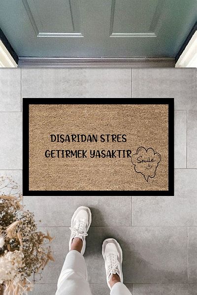 Dormot Home Non-Slip Base Digital Black Bringing Stress Prohibited Decorative Door Mat