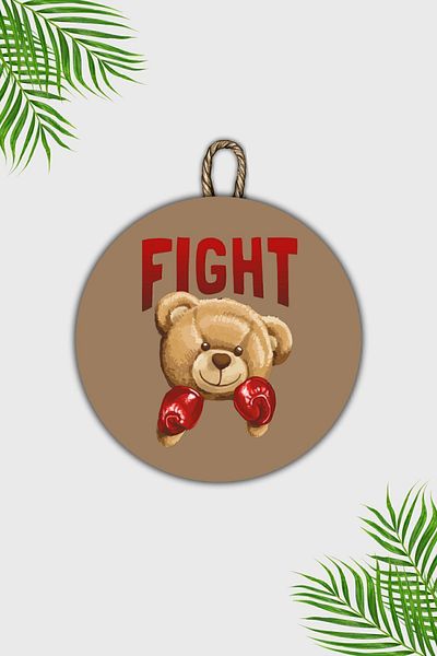 Dormot Home Modern Brown Wooden Door Ornament - Floor Teddy Bear Fight Wall Door
