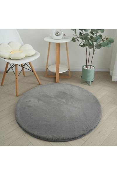 Home Box Faux Rabbit Fur Round Rug - 90 cm
