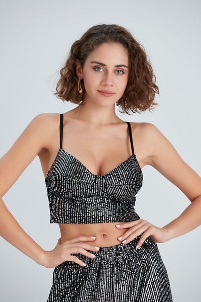 MODAMETRE Γυναικείο μπουστάκι Glop Silver Sequin