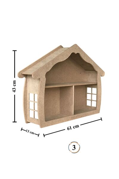 st koleksiyon hobi antika Ahşap Boyanabilir MDF Dekoratif 3 Bölmeli Duvar Raf...