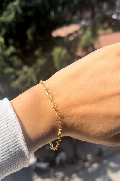 Elika Silver Heart Chain Model Women's Bijouterie Bracelet