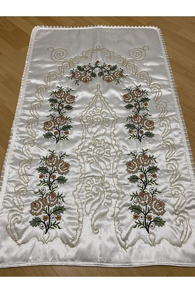 AYHANHOME Cream*yellow Dowry Box Canvas Embroidered Satin Prayer Rug