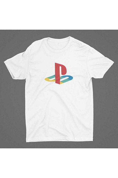 Bubus Unisex Men's White Playstation Nostalgia Emblem T-shirt
