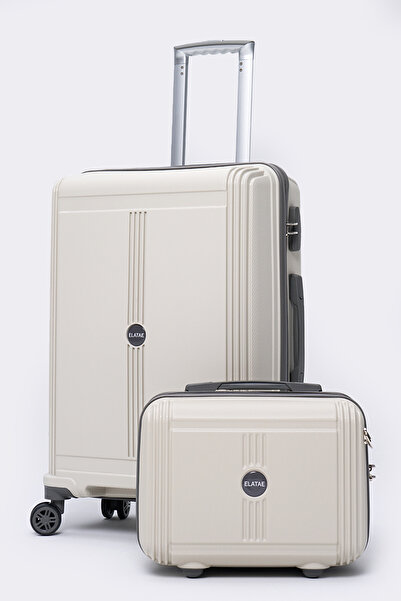 ELATAE Premium Polipropilen Kırılmaz 2'li Valiz Seti Orta Boy ve Makyaj 2'li ...