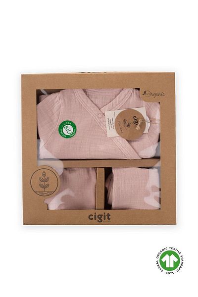 Cigit Organic Hospital Released Baby-Set 0–3 Monate, Puderrosa