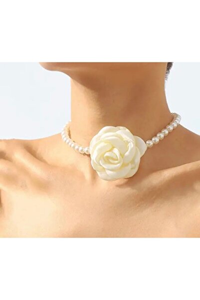 monalisatoka Kadın Gül Ekru İncili Kolye